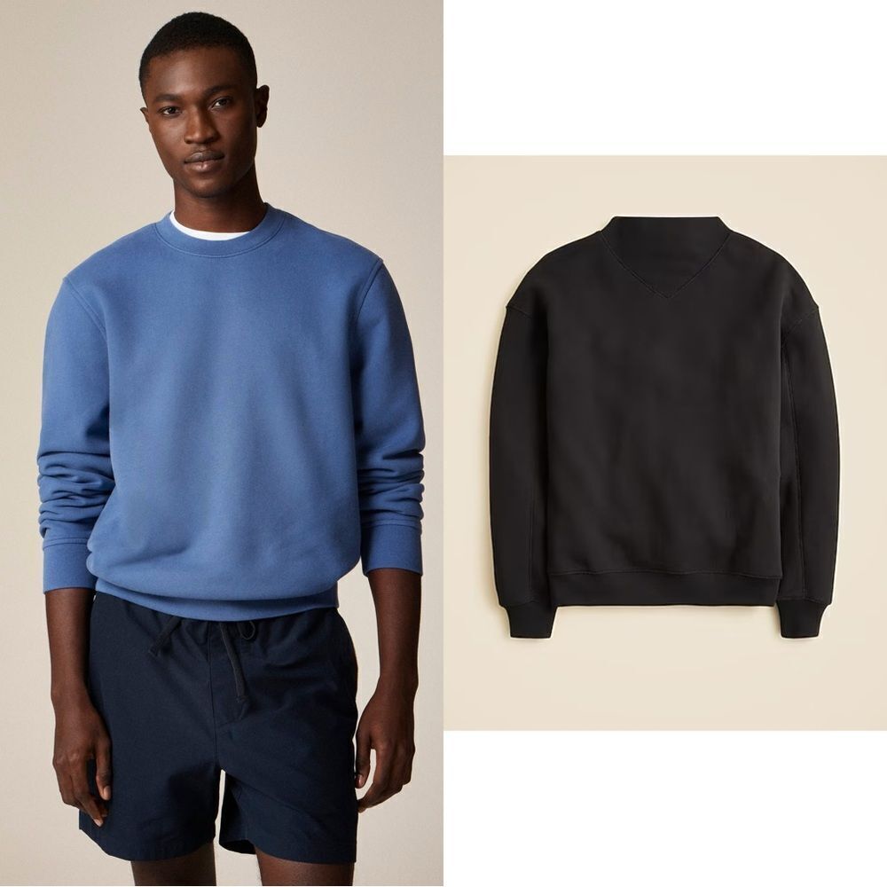 NWT J CREW Summit 11 oz. soft-knit fleece sweatshirt in black